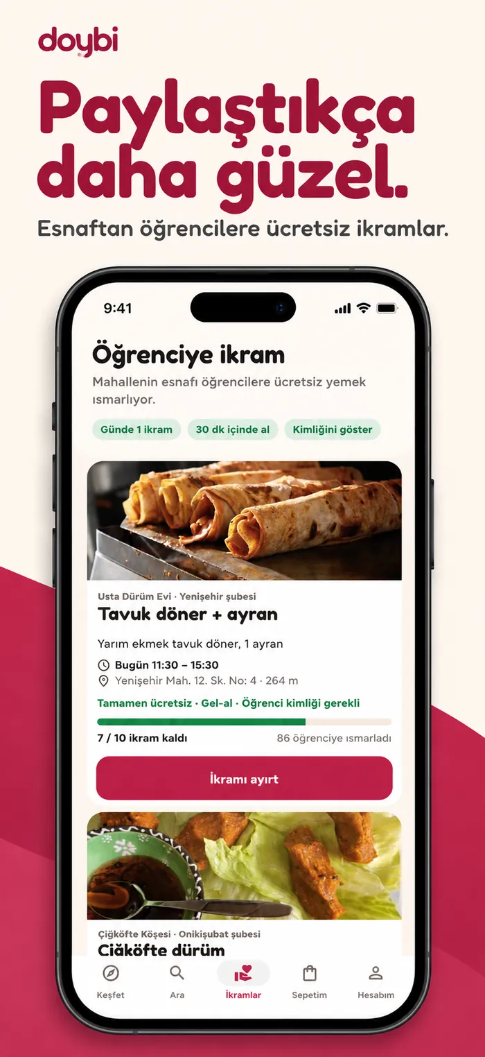 Öğrenciye ikram ekranı